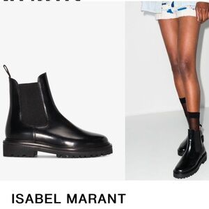 Isabel Marant Black Leather Chelsea Ankle Boots
